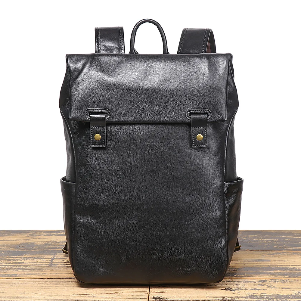 Stylish New Men's Genuine Leather Double Shoulder Backpack