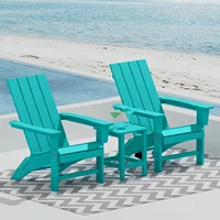 Portable Chairs Table Set of 3, Folding Adirondack Chair Table for All Weathers, Outdoor Fire Pit Chairs for Patio Poolside 1