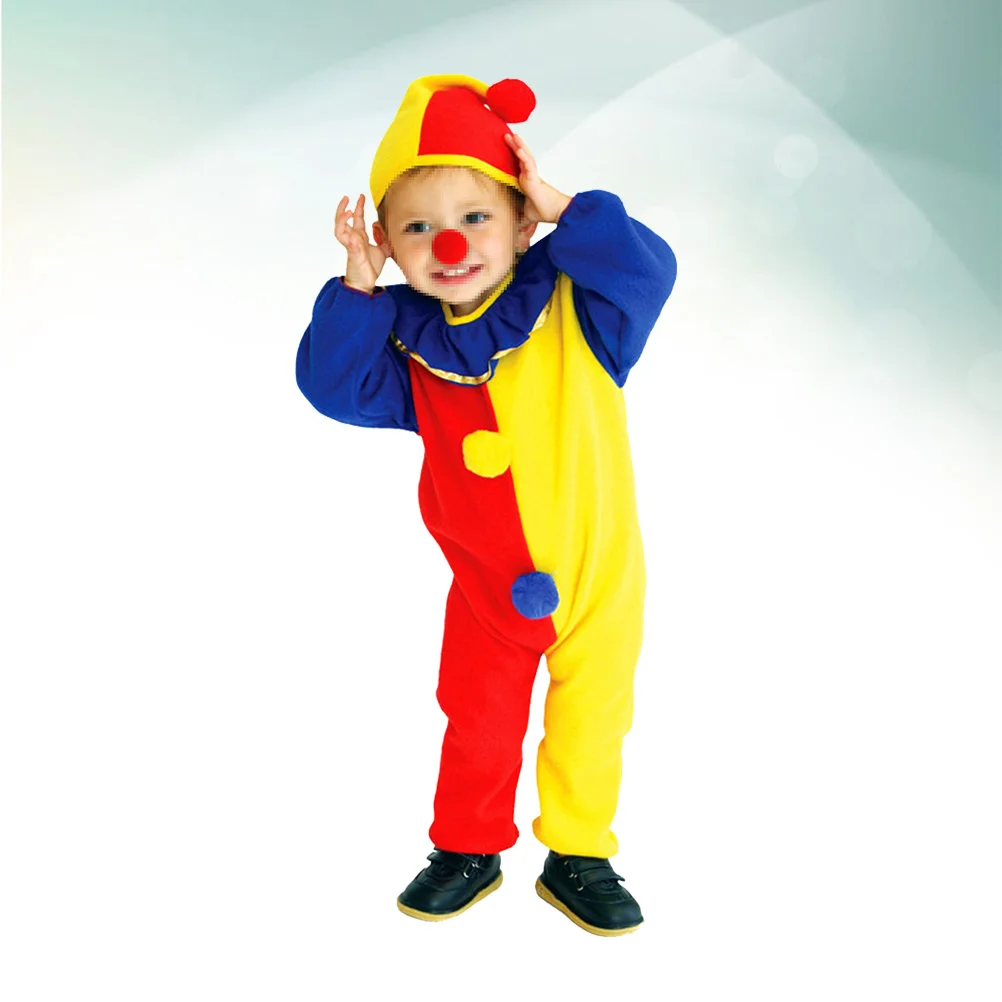 

Kids Funny Clown Costume Suit Long Sleeve Costumes for Cosplay Halloween Masquerade Performance (S)