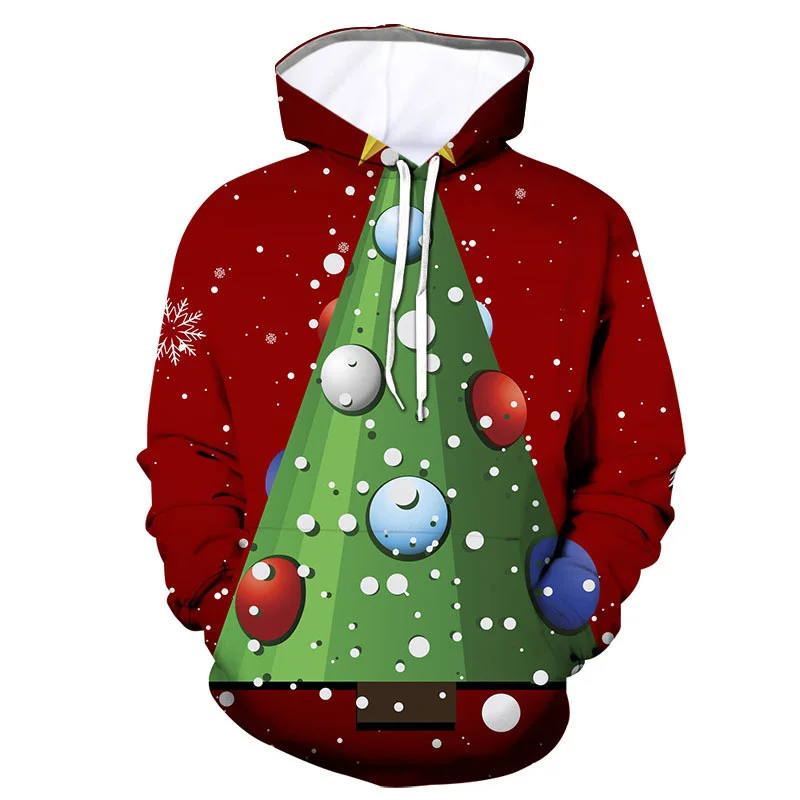 

New 3D Santa Claus Printing Pullover Hoodies Christmas Reindeer Xmas Graphic Hooded Sweatshirts Kid Fashion Cute Winter Clothing