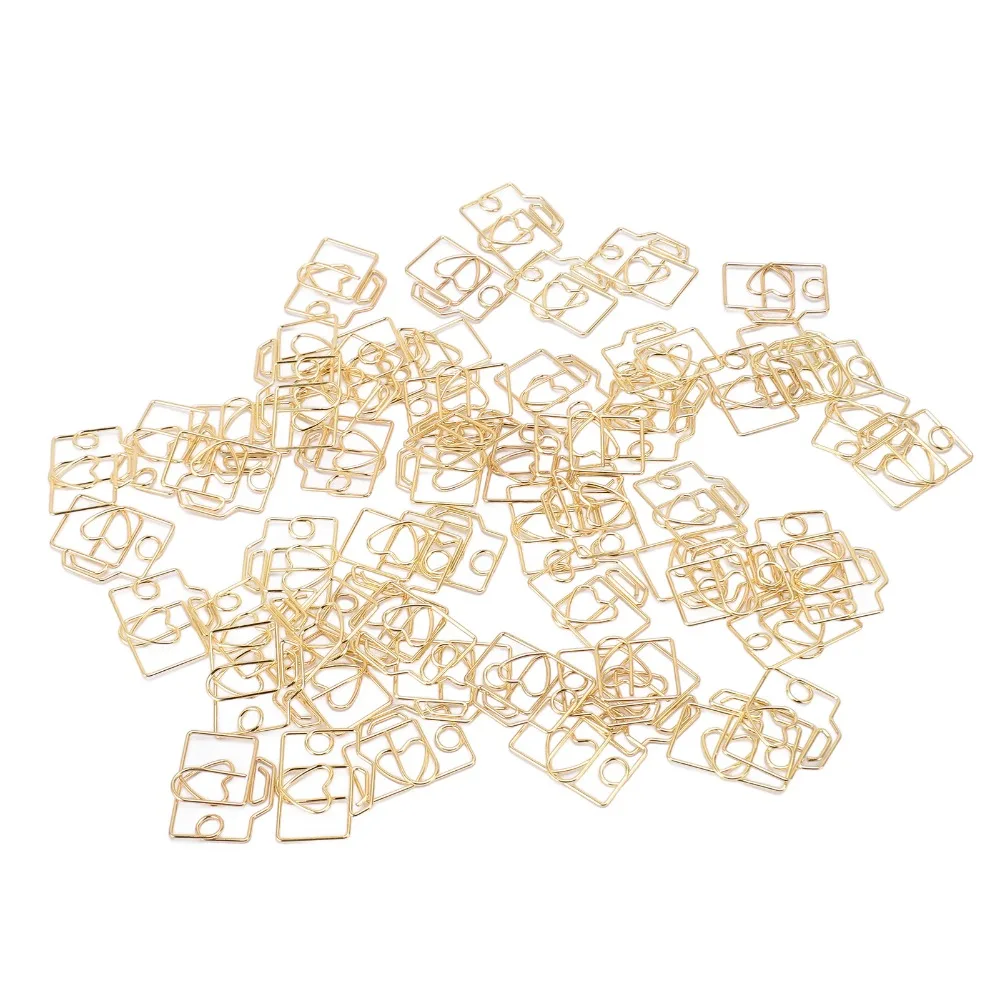 80PCS 카메라 모양의 종이 클립 골드/로즈 골드 보관 상자 포함 종이 클립 다기능 29*25mm 금속 종이 클립 사무실 홈