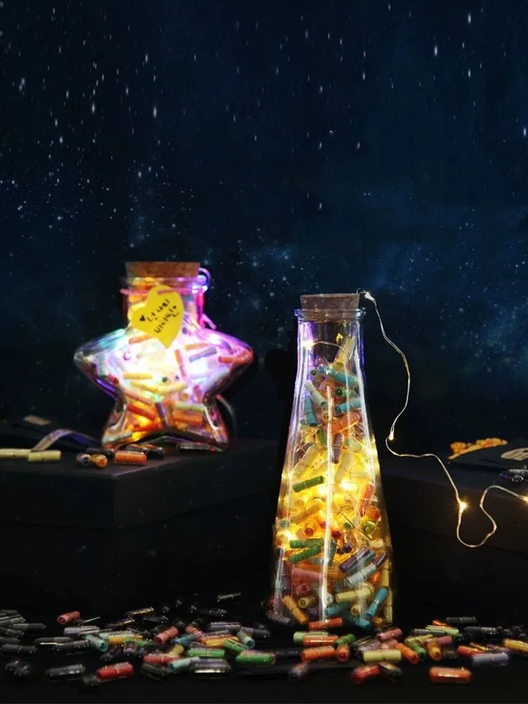 2X Iron Tower/Heart/Bear/Gourd/Cat Wishing Bottle With Cork Plastic Bottle Candy Box Transparent Empty Message Lucky Star Bottle 5