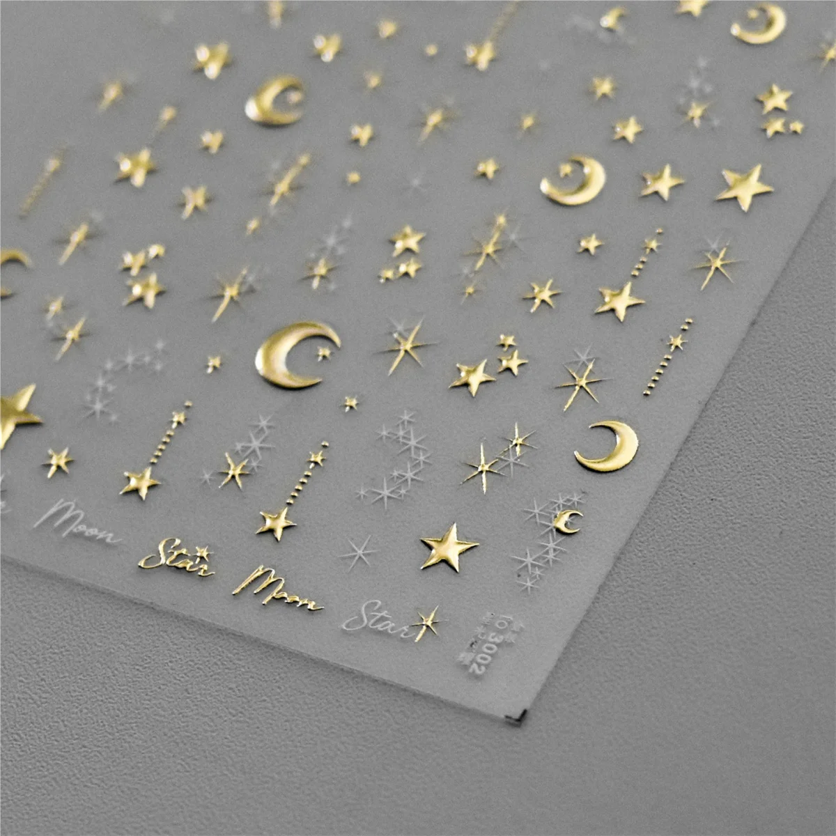 1pcs 5D Bronzing Star Moon Nail Art Stickers Luxury Gold Silver Adhesive Slider Press on Nail Decoration Decals Accessories DIY 5