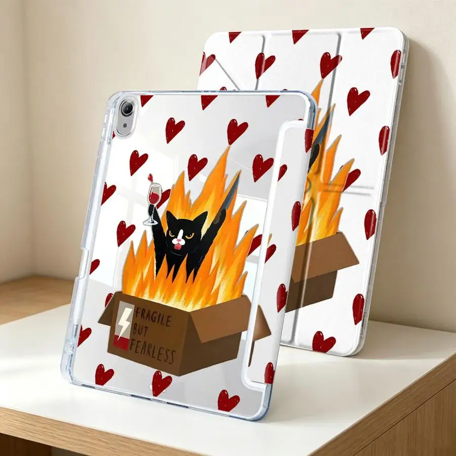 Premium Tablet Case with Pen Slot and 'Fragile But Fearless' Design