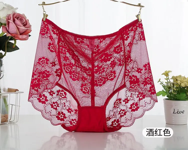 Sexy Lace Mesh Transparent Women Underwear Plus Size High Waist Panty  Panties Female Underwear