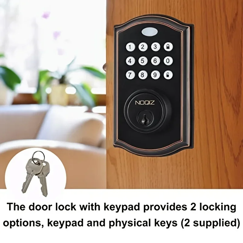 

Noqiz Keyless Entry Door Lock, Smart Lock with Touchscreen Keypad, Secure Deadbolt Lock with 50 User Codes, Easy Installation