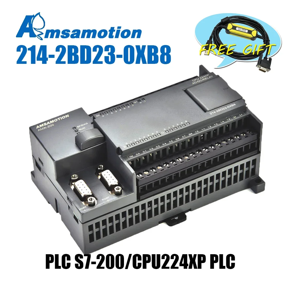 

Promotion!!! Amsamotion PLC S7-200CN CPU224XP 14I/10O 2AI 1AO AC/DC/RLY 6ES7 214-2BD23-0XB8 With PPI Cable Free