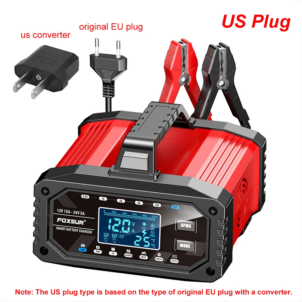 12V 15A / 24V 5A 300W Batterie Ladegerät Auto Motorrad Tester Smart Pulse Reparatur Werkzeuge EU Stecker 100V-240V Eingang Auto Zubehör – Detail 21