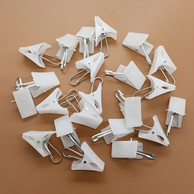 50pcs White Plastic Clips for Curtains & Underwear - Strong Grip Snap Fasteners, Bedding Accessories