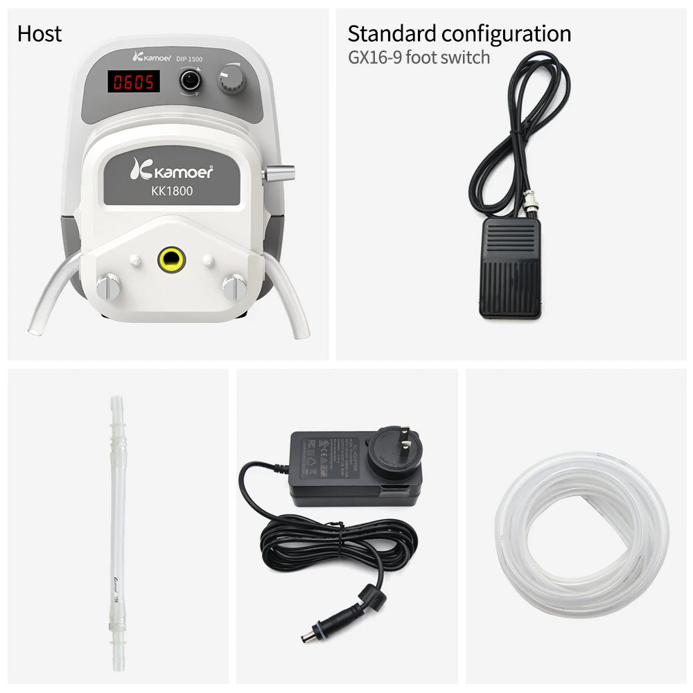 Kamoer 지능형 고유량 연동 펌프, 실험실용, 24V 스텝퍼 모터 도징 펌프 지지대, CW/CCW RS485,0-5/10V, DIP1500