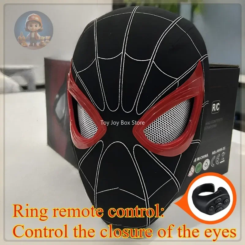 Breathable Spider Man Headset with chin operable blink touch glowing mask Miles Halloween cosplay boys' headgear toy