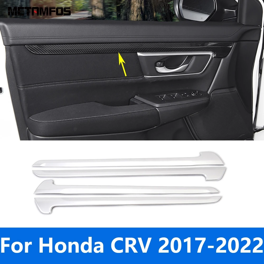 

For Honda CRV CR-V 2017-2021 2022 Carbon Fiber Interior Door Armrest Panel Strip Molding Trim Sticker Accessories Car Styling
