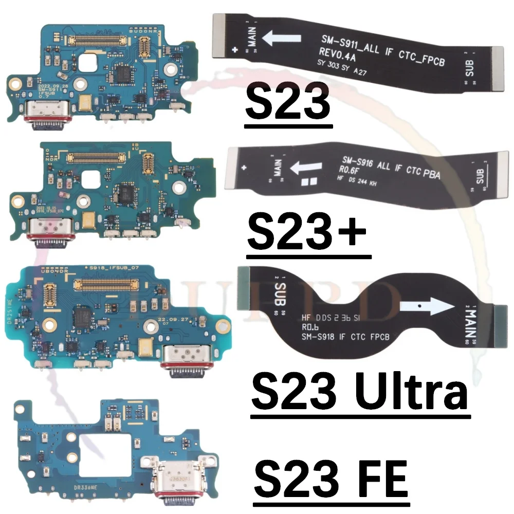 

USB Port Charging Board Dock Connector Charger For Samsung Galaxy S23 Ultra S23+ S23 FE S711 S918 S916 Motherboard Flex Cable