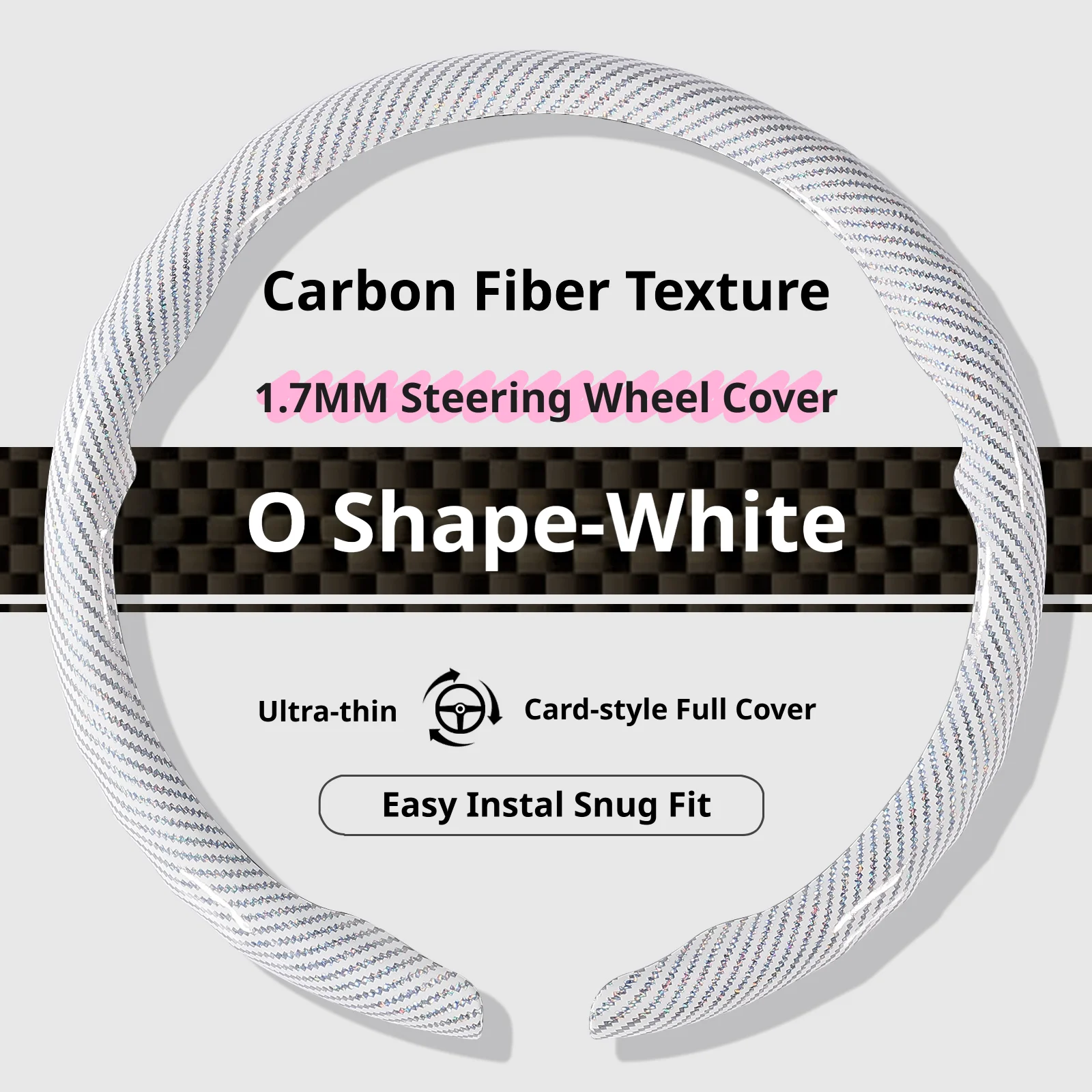 Luxury Carbon Fiber Texture Steering Wheel Cover - 15 Inch