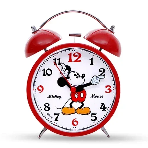 Disney Mickey Creative Metal Loud Alarm Clock for Children Bedside Alarm Wake-up Silent Cute Student Bedroom Red Ban Black