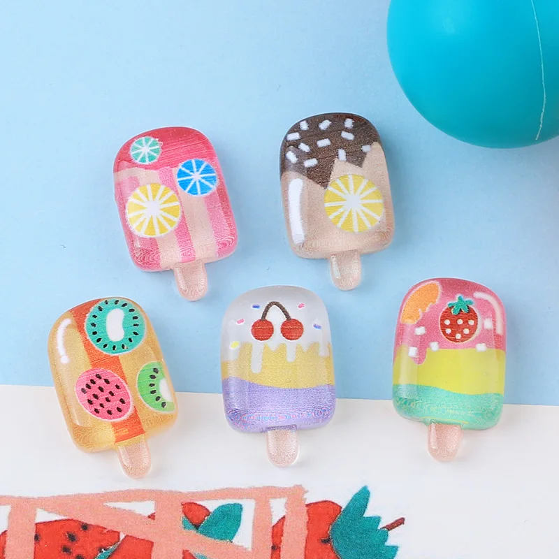 

10Pcs Kawaii Cartoon Ice Cream Resin DIY Shoes Hat Icebox Barrette Mobile Phone Case Scrapbook Cream Glue Flat Back Resin