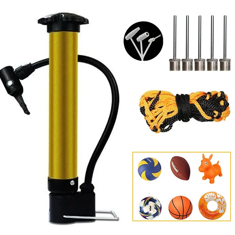 

Bicycle Pump Stainless Steel Basketball Hand Air Pump Portable Ball Inflating Pump Tools with Air Needle Air Valve Adaptor