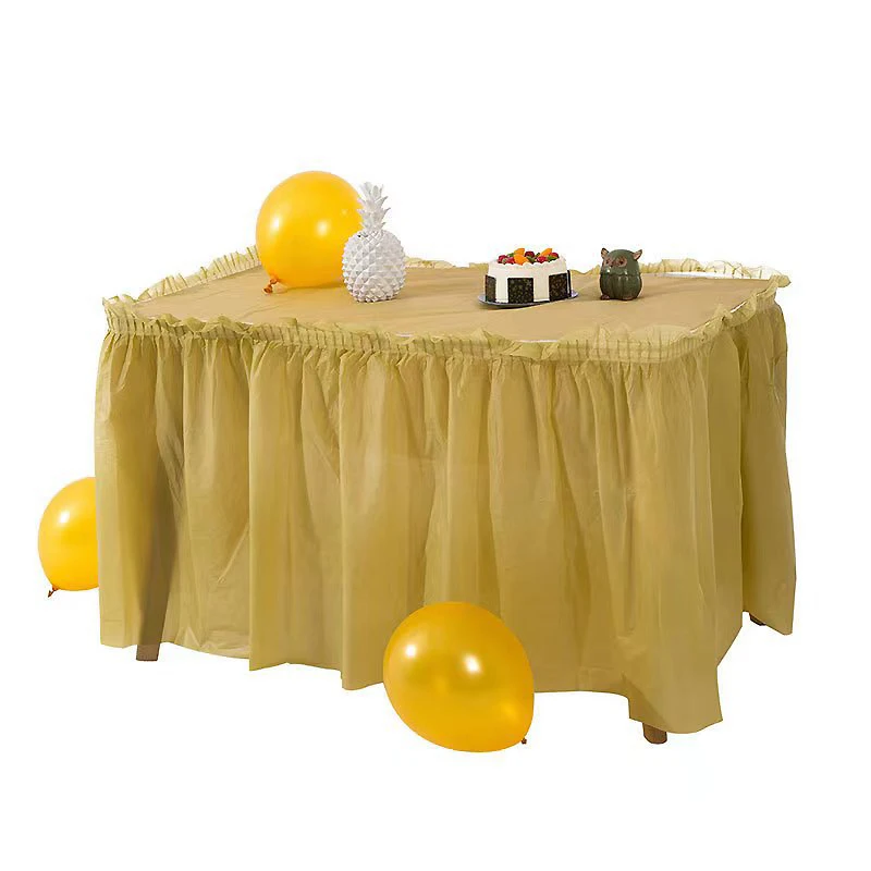 Disposable plastic tablecloth and table skirt set rectangular waterproof oil proof for birthday banquet party
