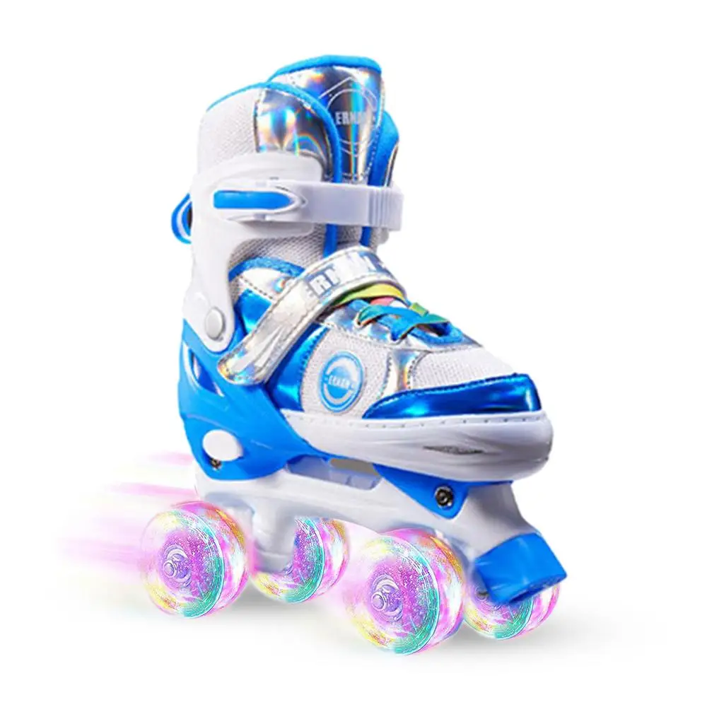 Patines 4 Ruedas Talla Ajustable Niño Niña Luz Led Mediano + Regalo