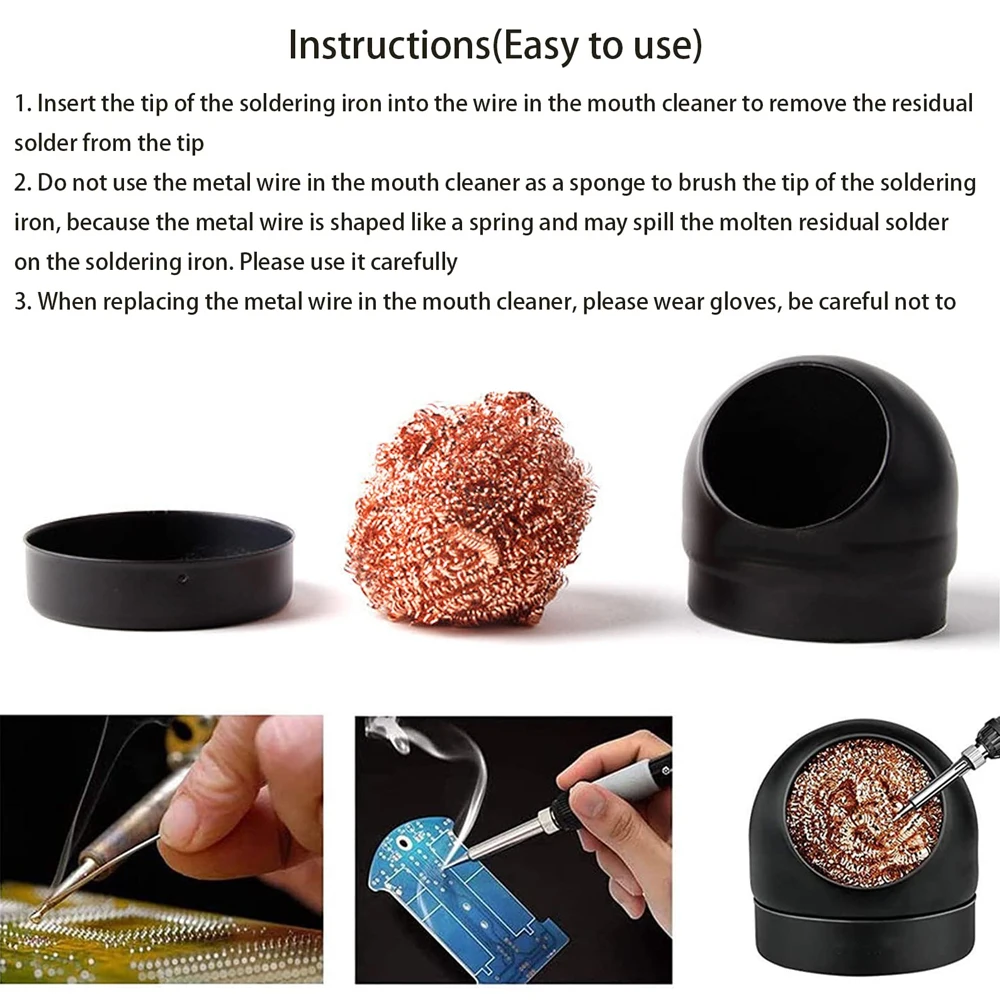 Soldering Iron Tip Cleaner Desoldering Cleaning Ball Metal Wire Stand Steel Ball Tin Remover Welding Mesh Filter