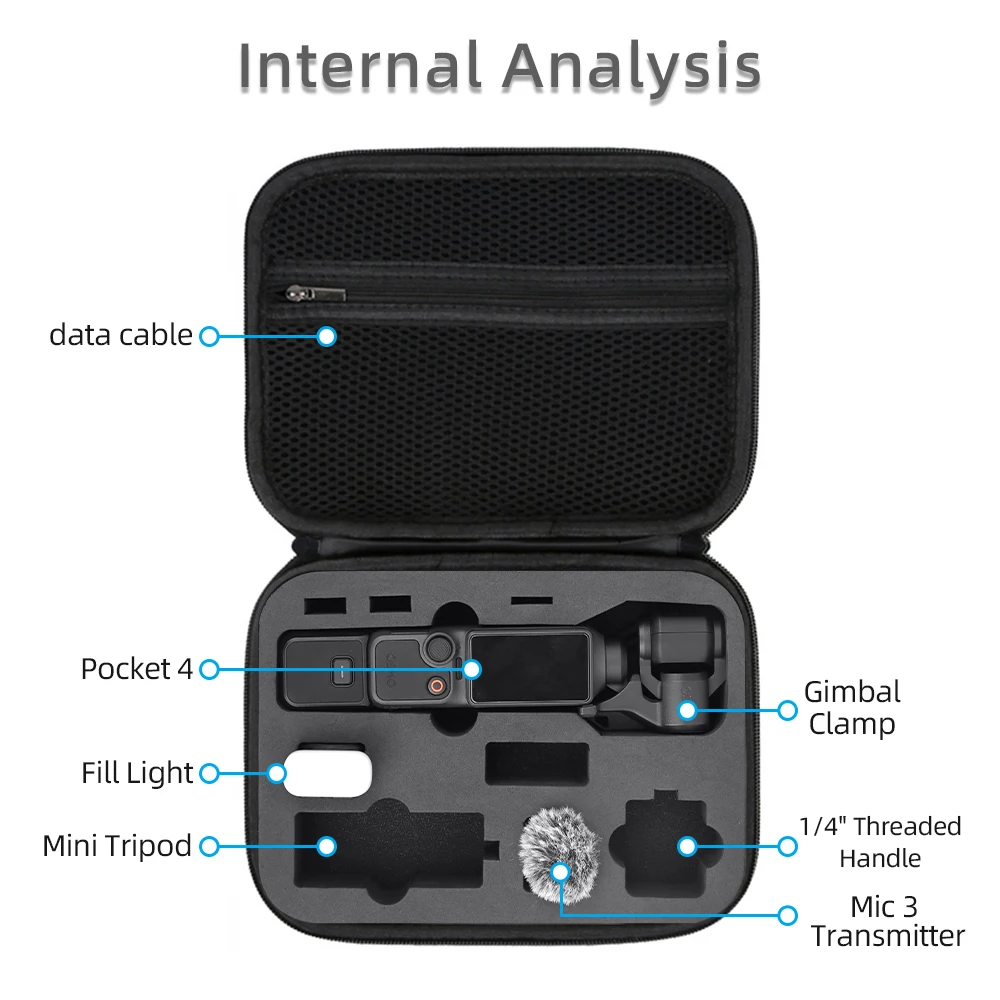 DJI Pocket 4 pro용 블랙 가방 휴대용 케이스 여행 가방 상자 충격 방지 커버 액세서리