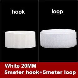 Soft Baby Hook and Loop Fastener Tape - Safe DIY Sewing Accessories, 5M Roll - 5meters(Hook Loop) (White 20mm)