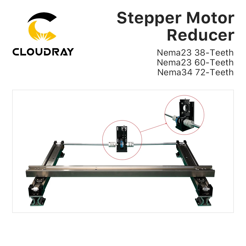 Cloudray 스테퍼 모터 감속기 Nema23 38-치아/Nema23 60-치아/Nema34 CO2 레이저 절단 및 조각 기계용 72-치아