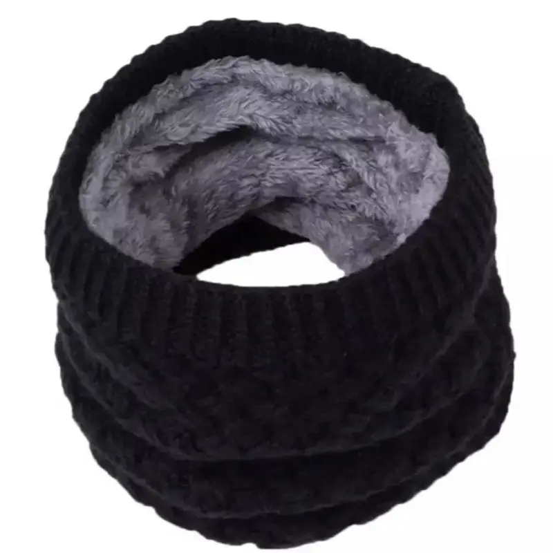 Unisex Winter Neck Scarf Knitted Thickened Wool Fluff Warm Neckerchief Protective Cervical Spine Loop Outdoor villus Ring Scarf