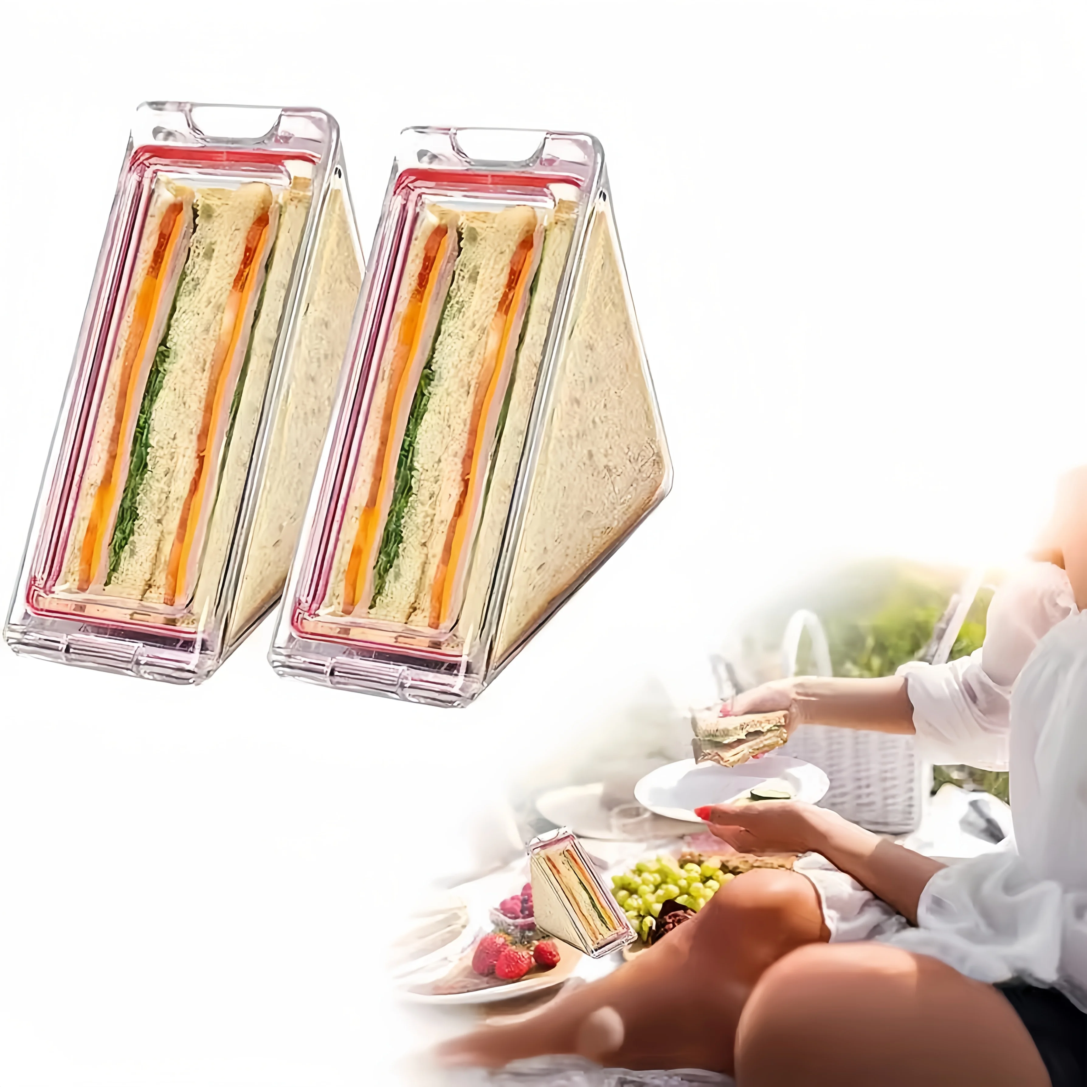 [Side-Open Lunch Box] 1 Side-Open Lunch Box, Bento Box, Sandwich Box - Ideal for Outdoor Camping and Business Trips - 3