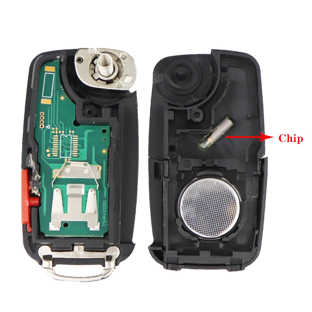 YIQIXIN 5K0837202AD 434mhz Flip Key For Volkswagen Sharan Multivan T5 VW Caravelle MPV Car Fob Remote ID48 Chip 5 Buttons Shell