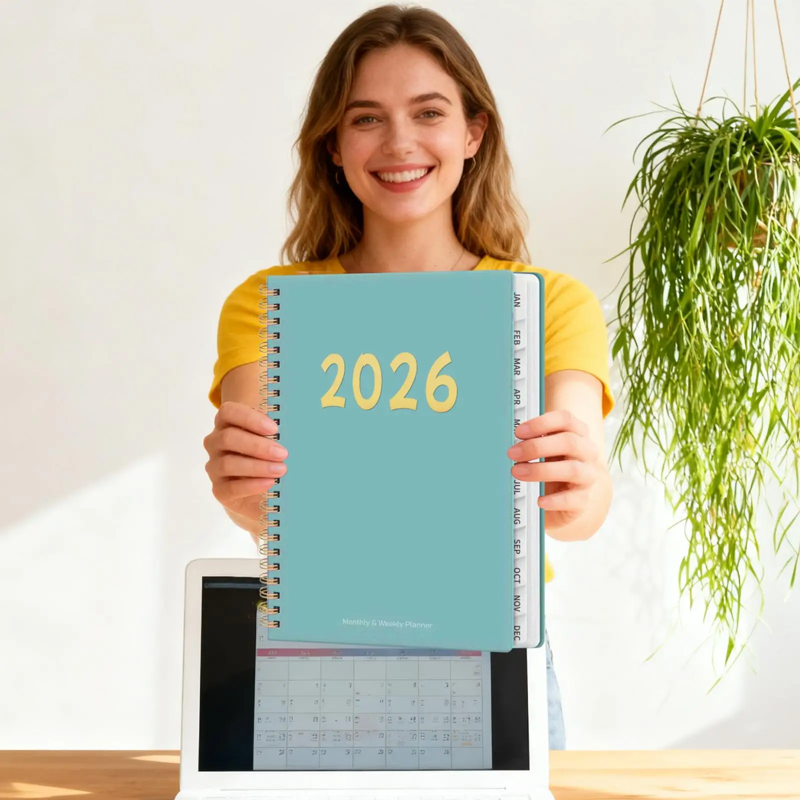 2026 월간 플래너 12개월 스프링 제본 노트 2026 플래너 주간 학교 학생 여성 교사 가족 가정용