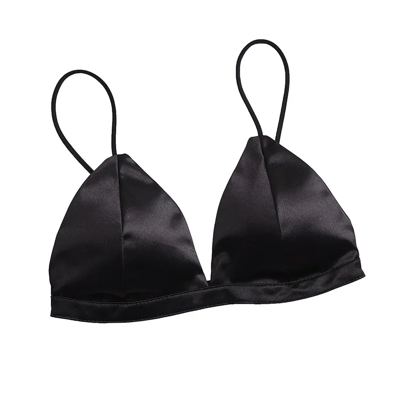 Steel Ring Free Smooth Triangle Cup Bra French Sexy Small Breast Bra Fresh and Simple Girl Back Thin Bra