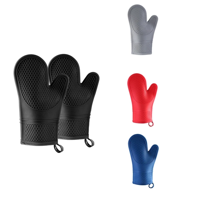 Silicone Oven Mitts Heat Resistant Gloves  Pair Oven Mitt Silicone Gloves  - Silicone - Aliexpress