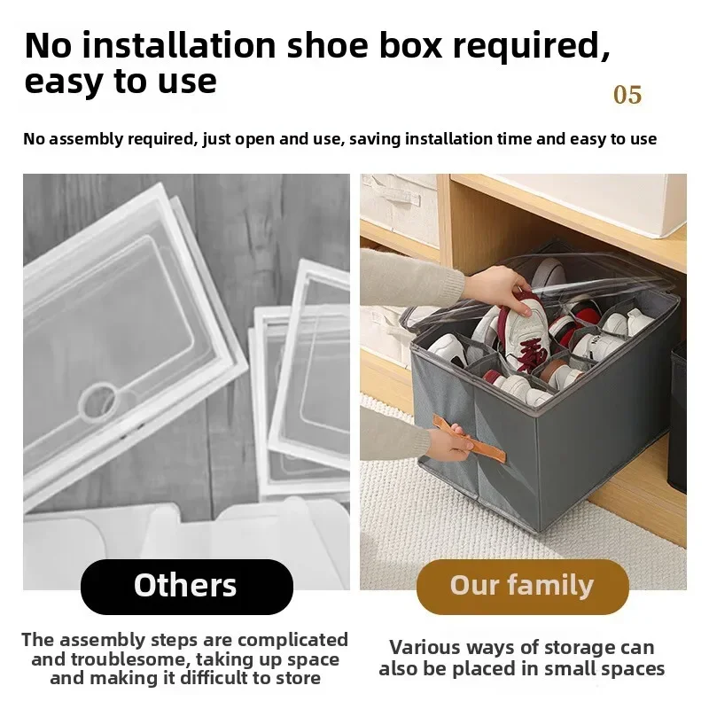 Multifunktionale, faltbare Schuhbox mit Netzgewebe, staubdicht und waschbar, inklusive Schutzhülle, ideal zur Aufbewahrung von Kleinigkeiten._voghion.com
