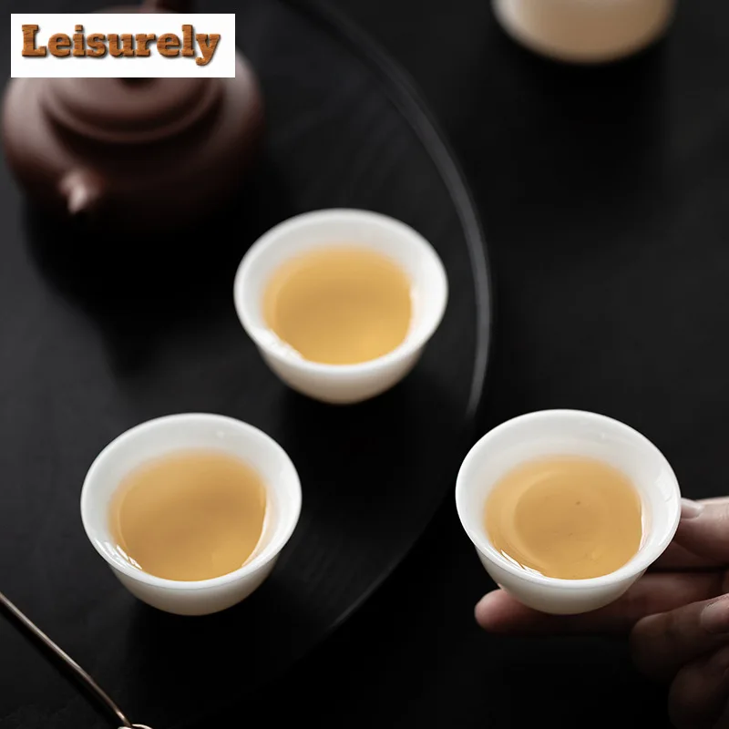 2pc/set Handmade Ice Seed Jade Porcelain Teacup Small White Photopermeability Cup Master Cup Meditation Cup Kung Fu Teaset 50ml