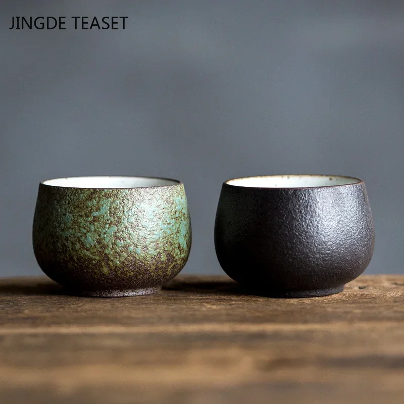 Tea Cup Insulated Tea Cup 2 pcs/lot Japanese-style Ceramic Teacup Handmade Tea Bowl Tea ceremony Accessories