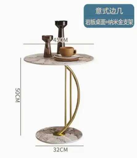 طاولة قهوة أنيقة وعصرية بتصميم رخامي وذهبي - قطعة...