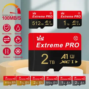 100% 메모리 SD 카드, 클래스 10 마이크로 TF SD 카드, UHS-1 플래시 카드, 스마트폰 및 PC SD 카드용, 1TB, 2TB, 256GB, 128GB, 512GB, A1