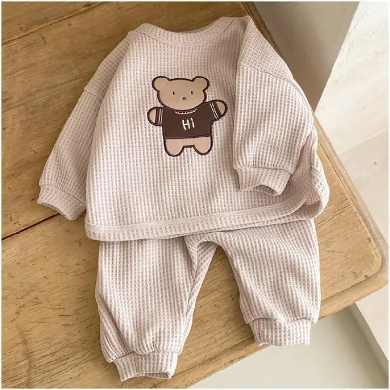 

Autumn Spring Baby Boys Girls Clothes Sets Infant Bear Cartoon Pullover Top and Pant 2 Pieces Suit Kid Cotton Sweatshirt Outfits