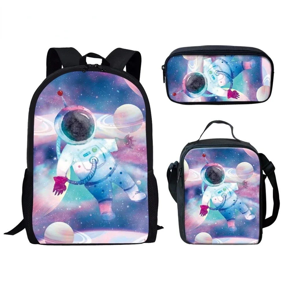 Student School Backpack with Astronaut 3D Printing, Laptop Backpack, Lunch Backpack, Pencil Case, Fantasy Space, Harajuku,