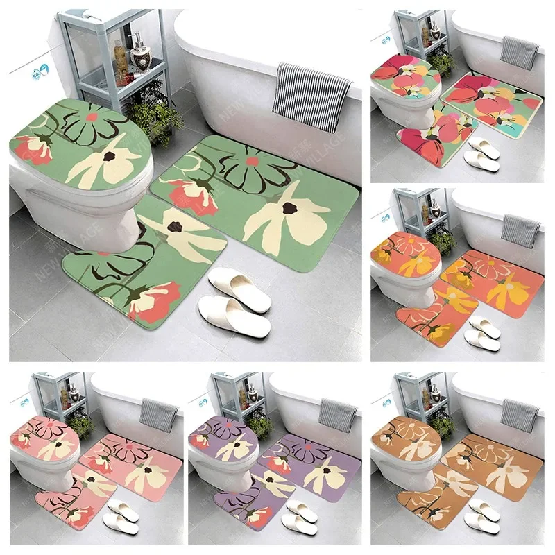 Anti-slip Bath Mat Bathroom Rug Shower Mat Decorative Absorbent Foot Entrance Bathtub toilet rug boho Nordic leaf plant