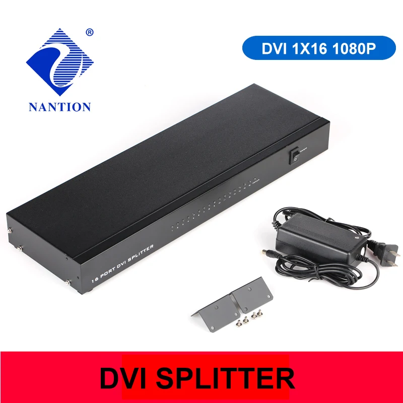 16 포트 DVI 분배기, 듀얼 링크 DVI-D 1X16 분배기 어댑터 분배기, HD 카메라용 암 커넥터 5V 전원