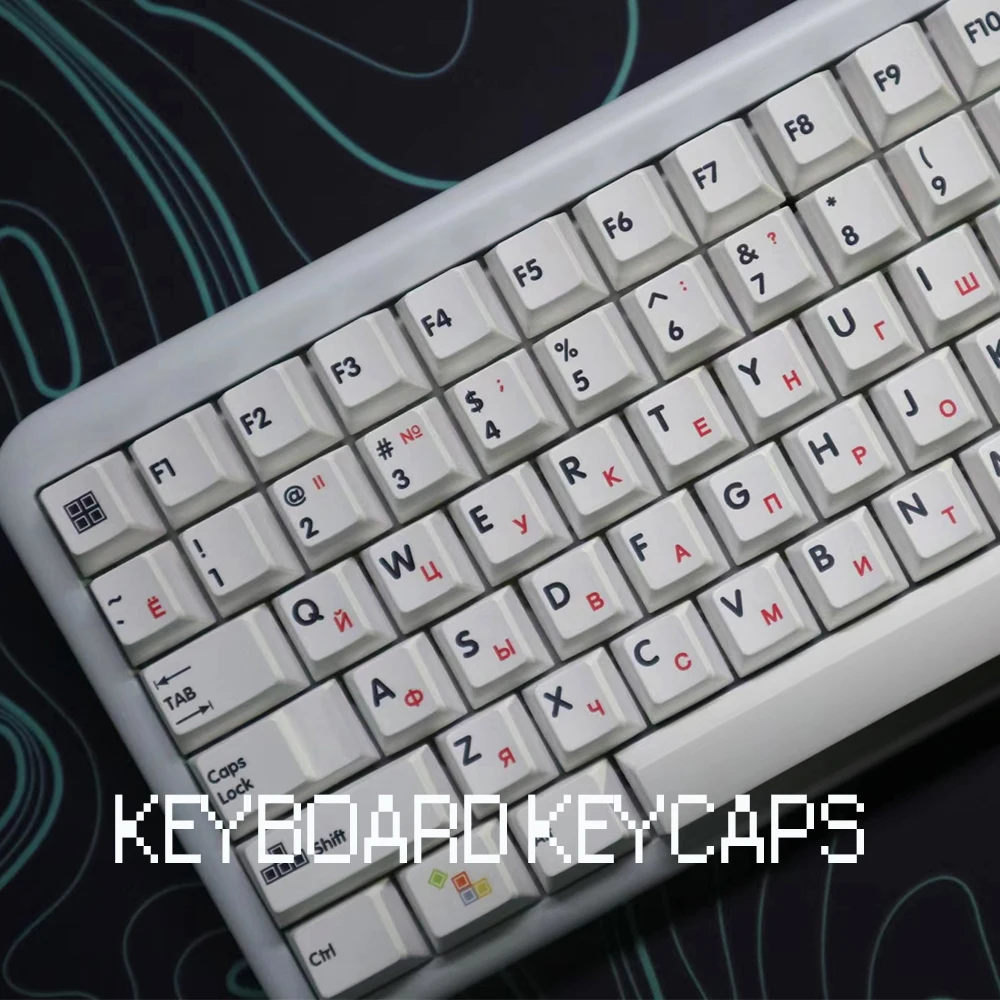 Keycaps Minimalistas para Teclado Mecânico Branco Russo Pbt Sublimação Perfil de Cereja 142 Teclas Teclas Personalizadas