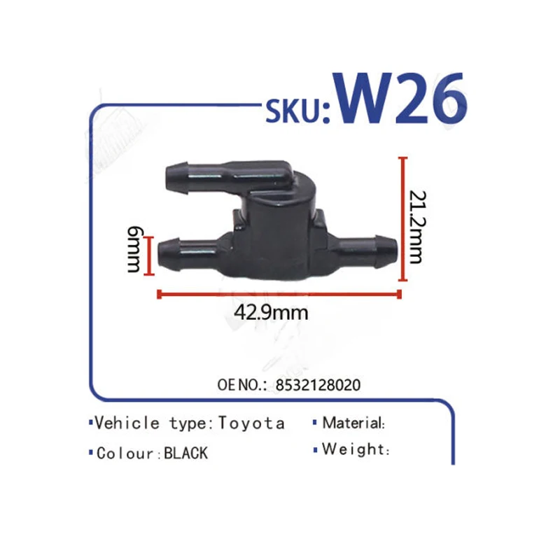 10PCS 85321-28020 Car Check Windshield Valve Wiper Washer 3-way Valve for Toyota Scion Corolla Tundra Lexus LS ES350 RAV4