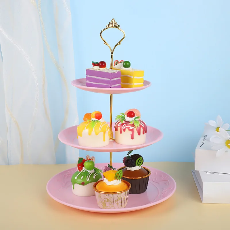 3 layer fruit plate wedding cake stand afternoon tea dessert table decoration plastic dry fruit plate Phnom Penh cake