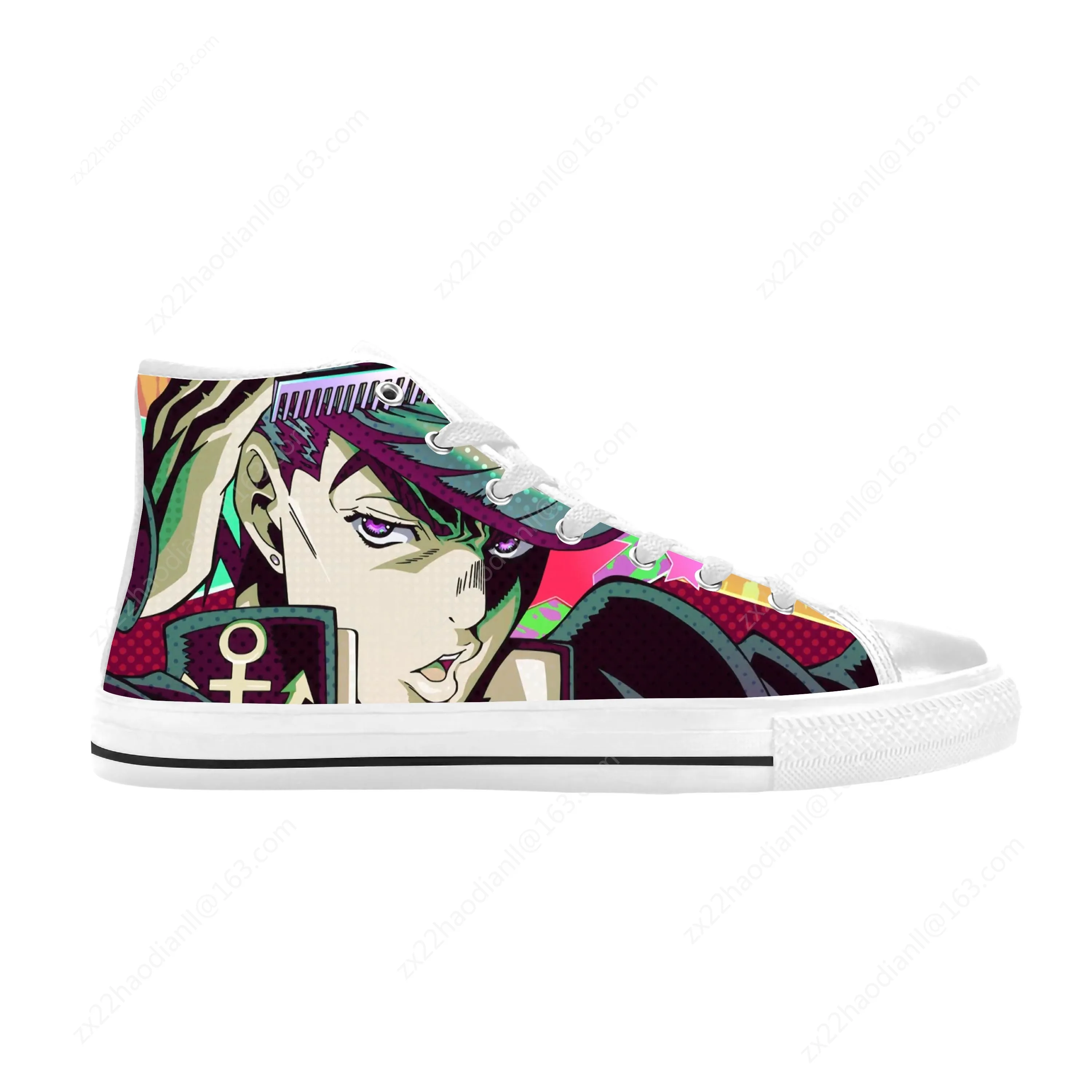 Anime Jojo Bizarre Adventure Higashikata Josuke Casual Cloth Shoes High Top Comfortable Breathable 3D Print Men Women Sneakers