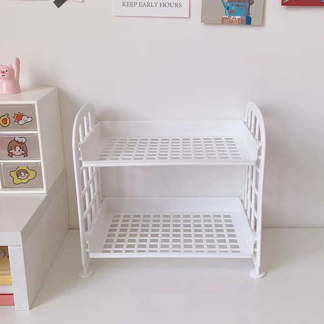 1Dcs Kawaii Makaron Minimalista Asztali Szervező Tároló Állvány Hallgató Kollégiumi Összecsukható Üreges Polc Bőrápolás