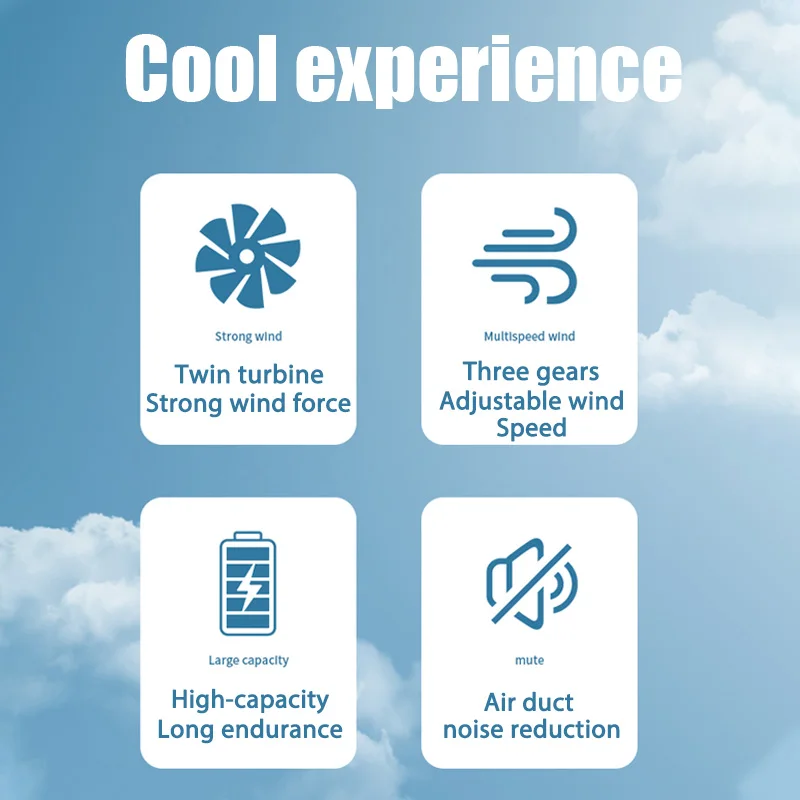 Description Picture 3 of itemHanging Neck Bladeless Fan Portable Lazy Neck Fan Usb Charging Air Cooler Student Sports Office Digital Display Power ventilador