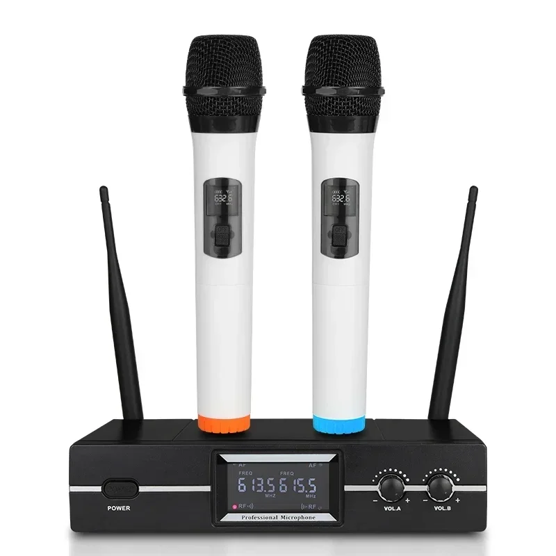 

Micro Phone Professional Audio Dynamic Recording 2 Channel Handheld Wireless Microphone for Live KTV Stream Karaoke Studio Micro