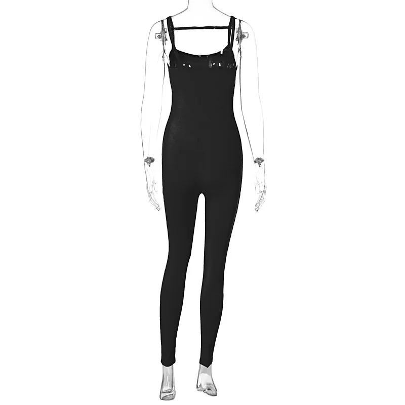 BKLD Clothes For Women 2023 New Summer Fashion Solid Color Slim Fit Spaghetti Strap Jumpsuit One Pieces Night Club Outfits